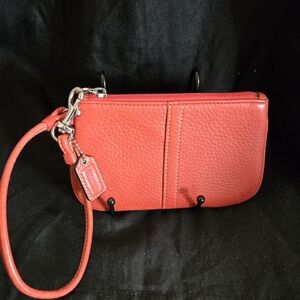 Coach EUC Burnt Orange Leather Wristlet